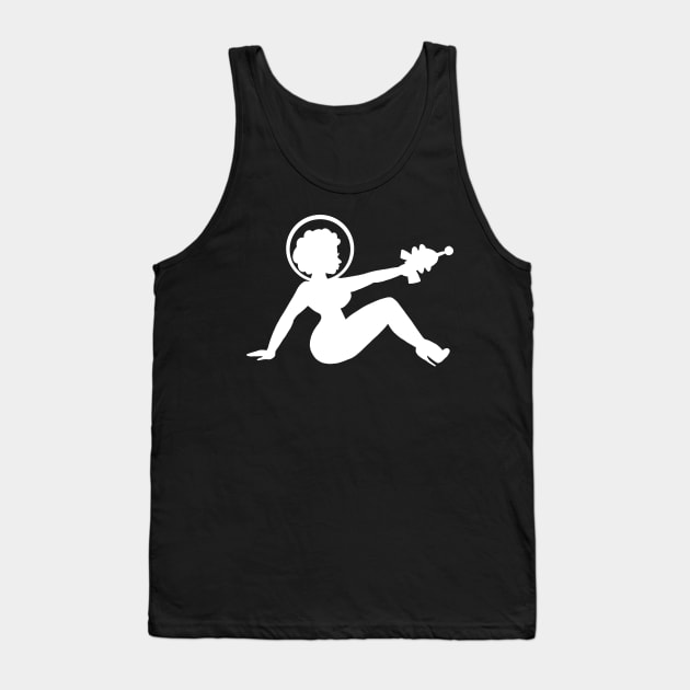 Retro Mudflap Girl Space Cadet Pinup (White design) Tank Top by ckrickett